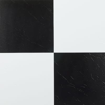 Achim Nexus Black & White 12x12 Self Adhesive Vinyl Floor Tile - 20 Tiles/20 sq. ft.