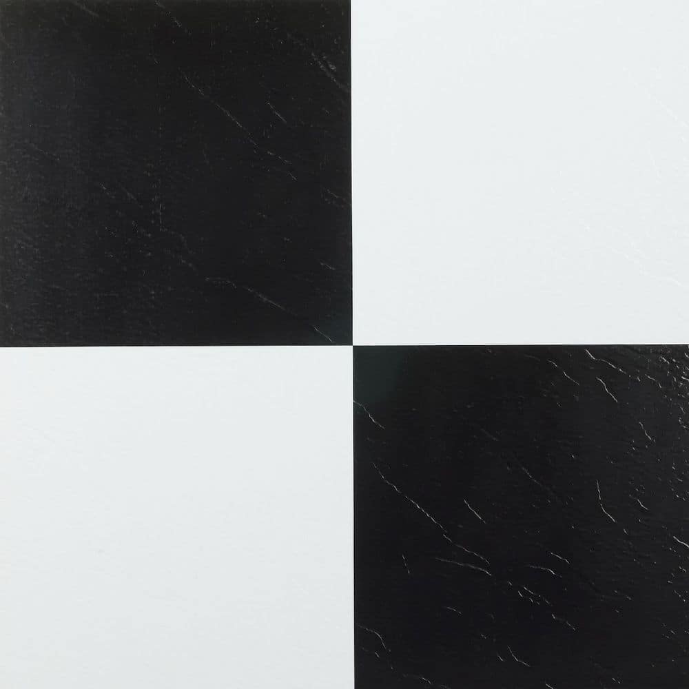 Achim Nexus Black & White 12x12 Self Adhesive Vinyl Floor Tile - 20 Tiles/20 sq. ft.
