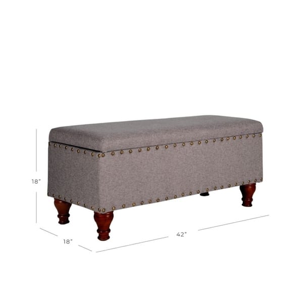 dimension image slide 0 of 2, Copper Grove Maubeuge Grey Large Storage Bench w/ Nailhead Trim