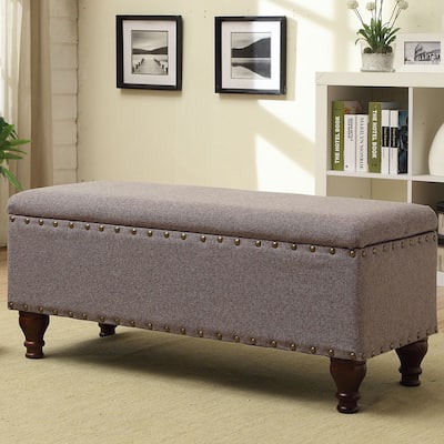 Copper Grove Maubeuge Large Rectangle Storage bench with Nail Head Trim - Gray