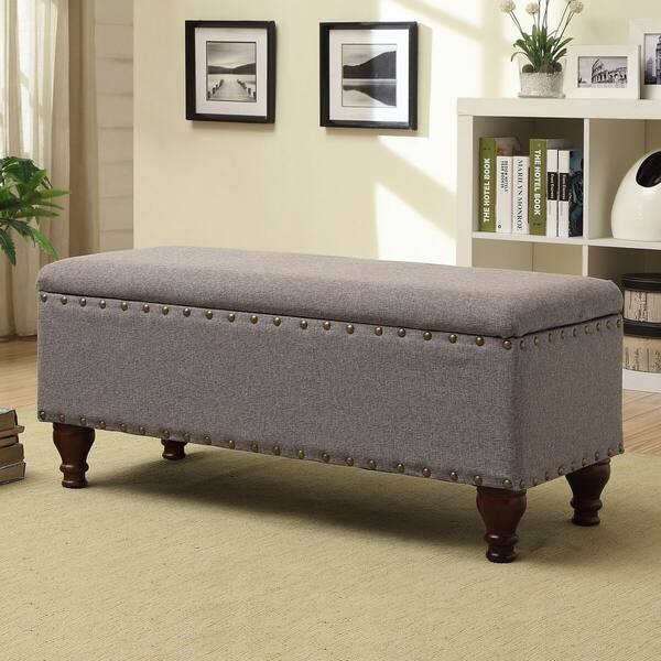 slide 14 of 19, Copper Grove Maubeuge Grey Large Storage Bench w/ Nailhead Trim Grey