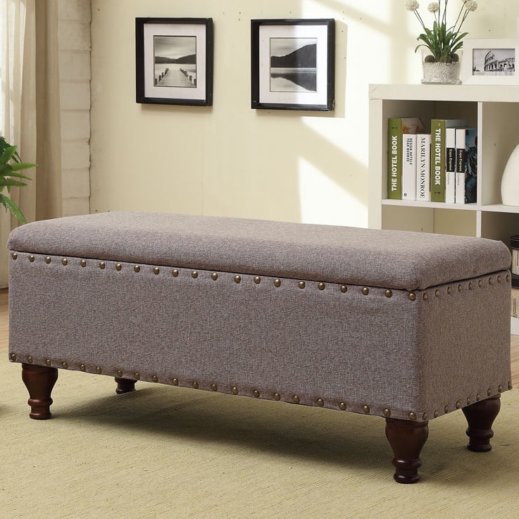 Copper Grove Maubeuge Grey Large Storage Bench w/ Nailhead Trim