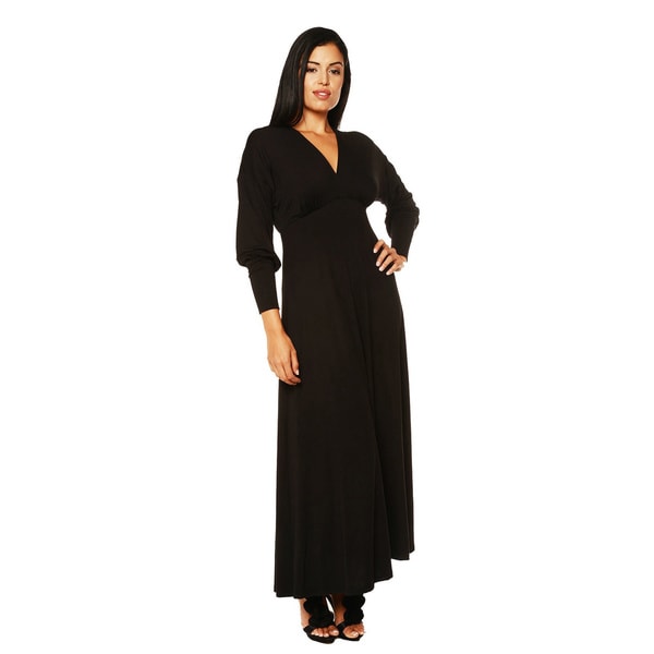 Shop 24/7 Comfort Apparel Women's Long Sleeve Empire Maxi Dress ...