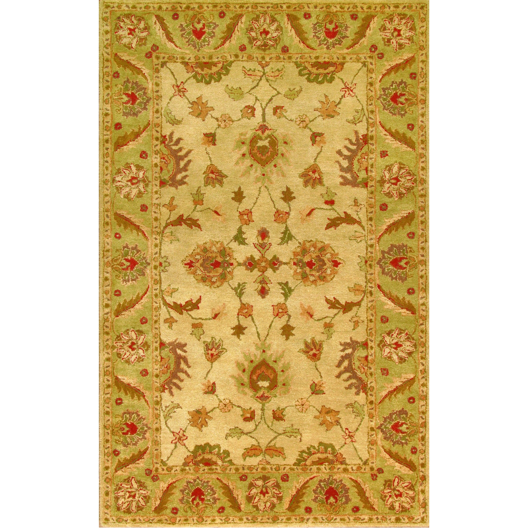 Hand Tufted Golden Beige/ Light Green Rug (23 X 8)