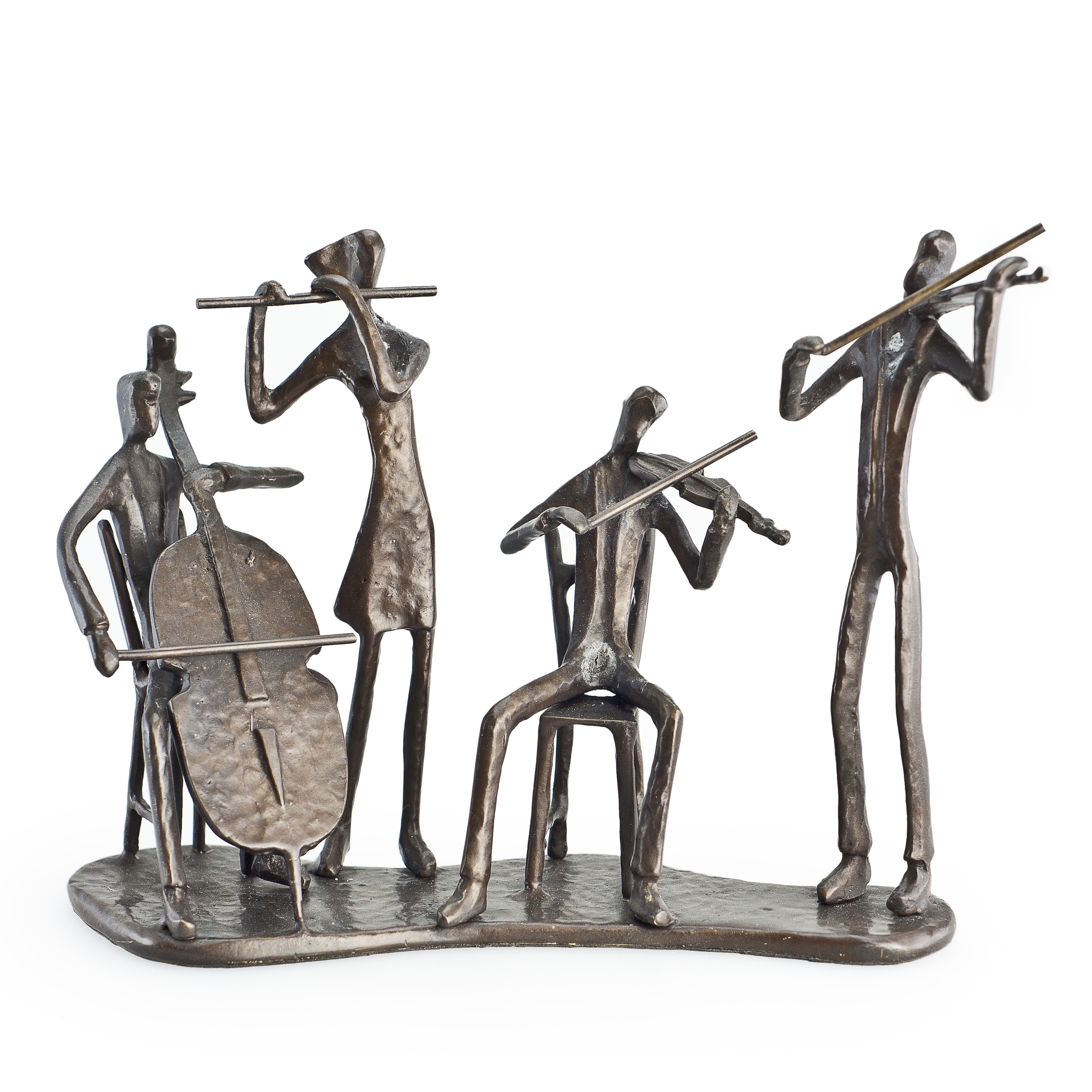 Musician Quartet On Base Bronze Sculpture