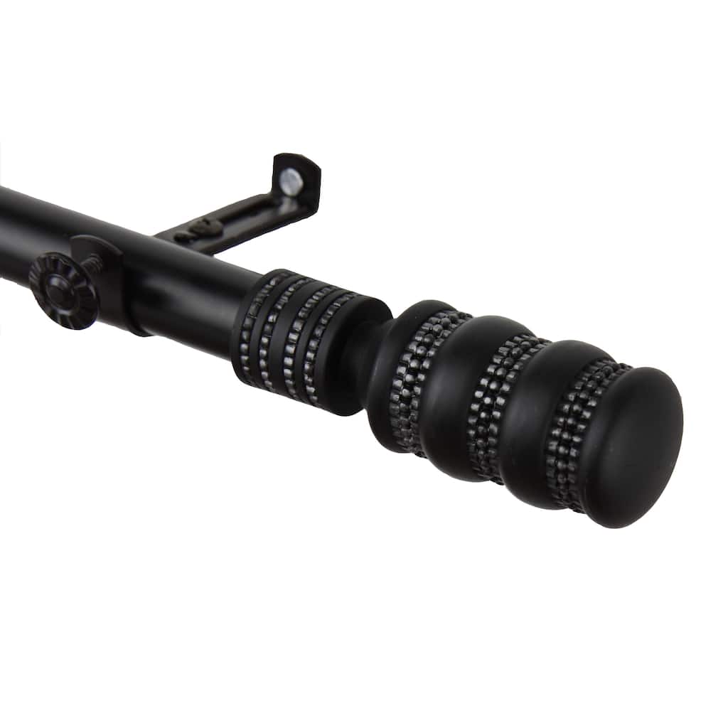 InStyleDesign Black Cork Adjustable Curtain Rod and Finial Set