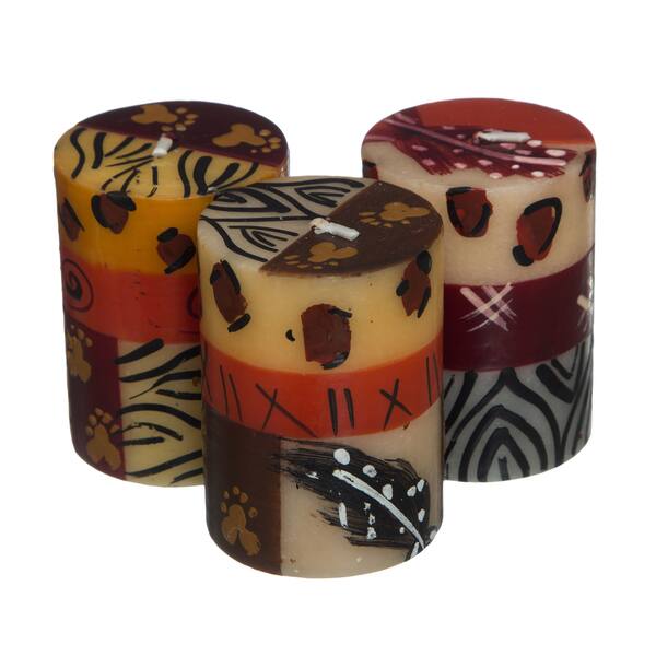 Shop Set of 3 Boxed Handmade Uzima Design MiniPillar Candles (South