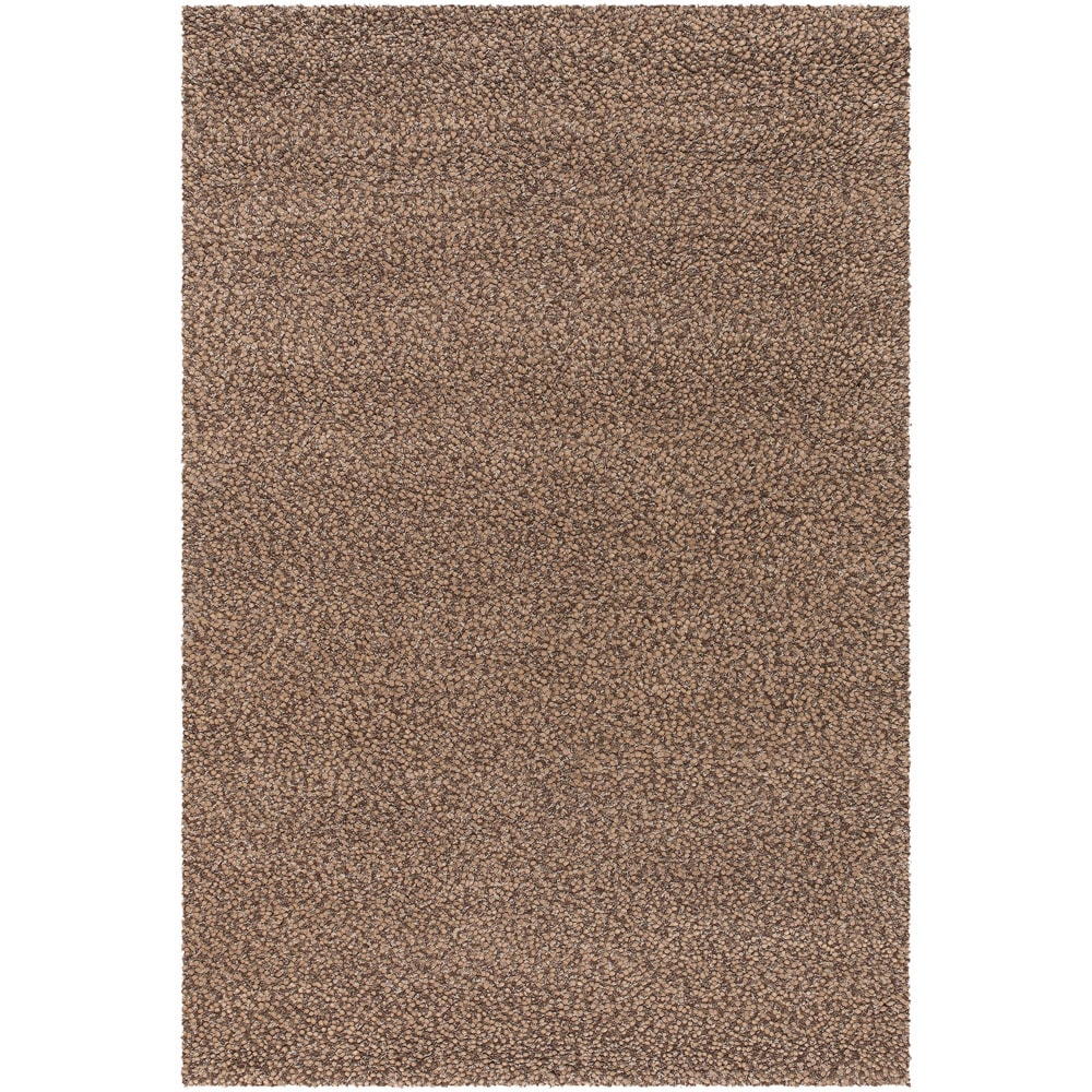 Hand loomed Lagash Chocolate/ Camel Wool Shag Rug (8 X 11)