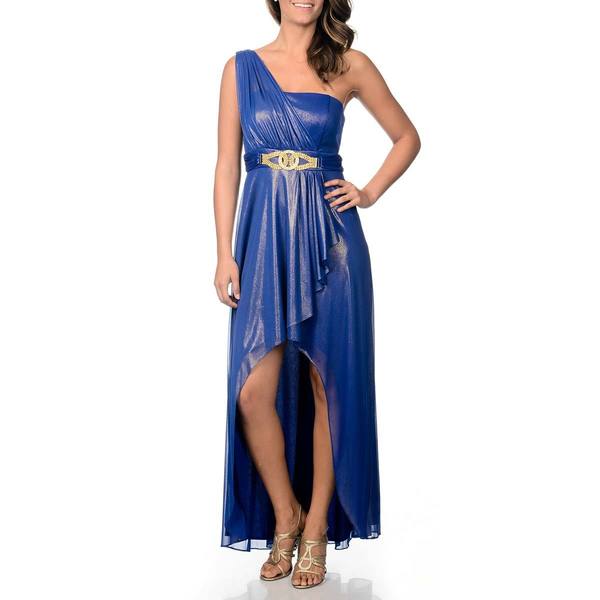 Betsy & Adam Women's Royal Blue High low Glitter Knit Dress Betsy & Adam Evening & Formal Dresses