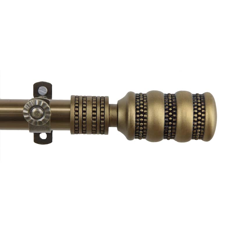 InStyleDesign Cork Finial Adjustable Antique Brass Curtain Rod Set