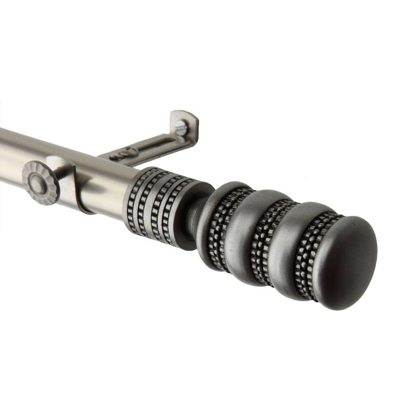 InStyleDesign Cork Adjustable Finial Satin Nickel Curtain Rod Set