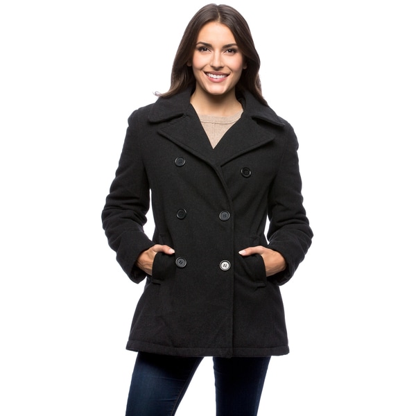 Excelled Women's Double Breasted Pea Coat - Free Shipping Today ...