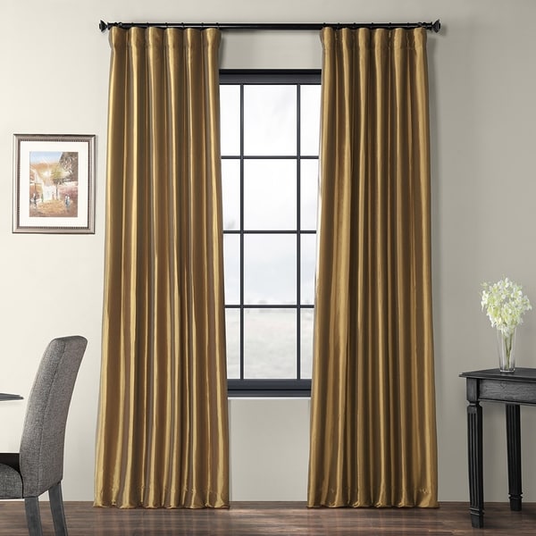 Exclusive Fabrics Gold Nugget Faux Silk Taffeta Curtain Panel. Opens flyout.