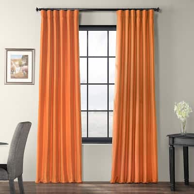 Exclusive Fabrics Harvest Orange Faux Silk Taffeta Curtain (1 Panel)
