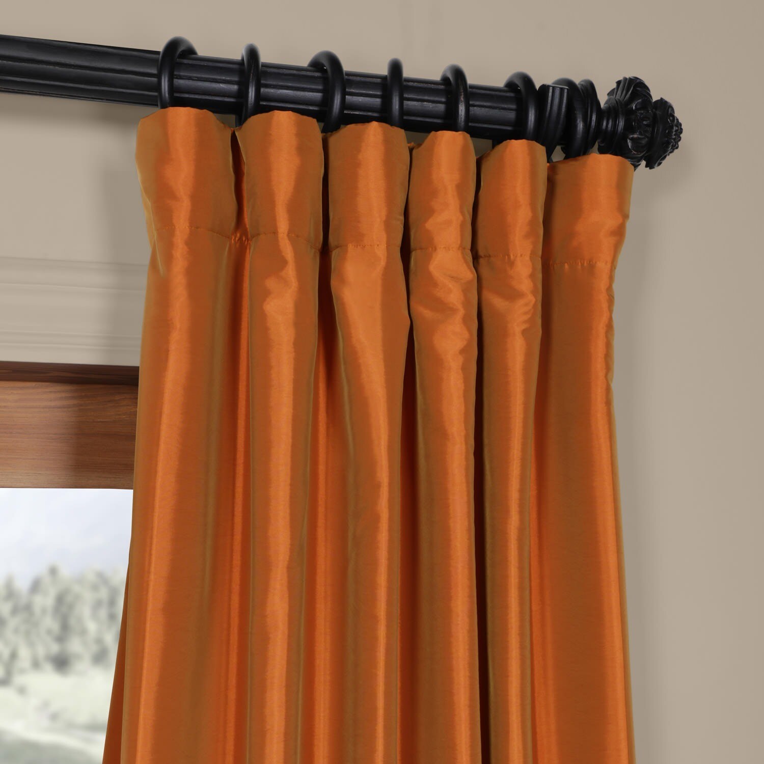 Shop Exclusive Fabrics Harvest Orange Faux Silk Taffeta Curtain
