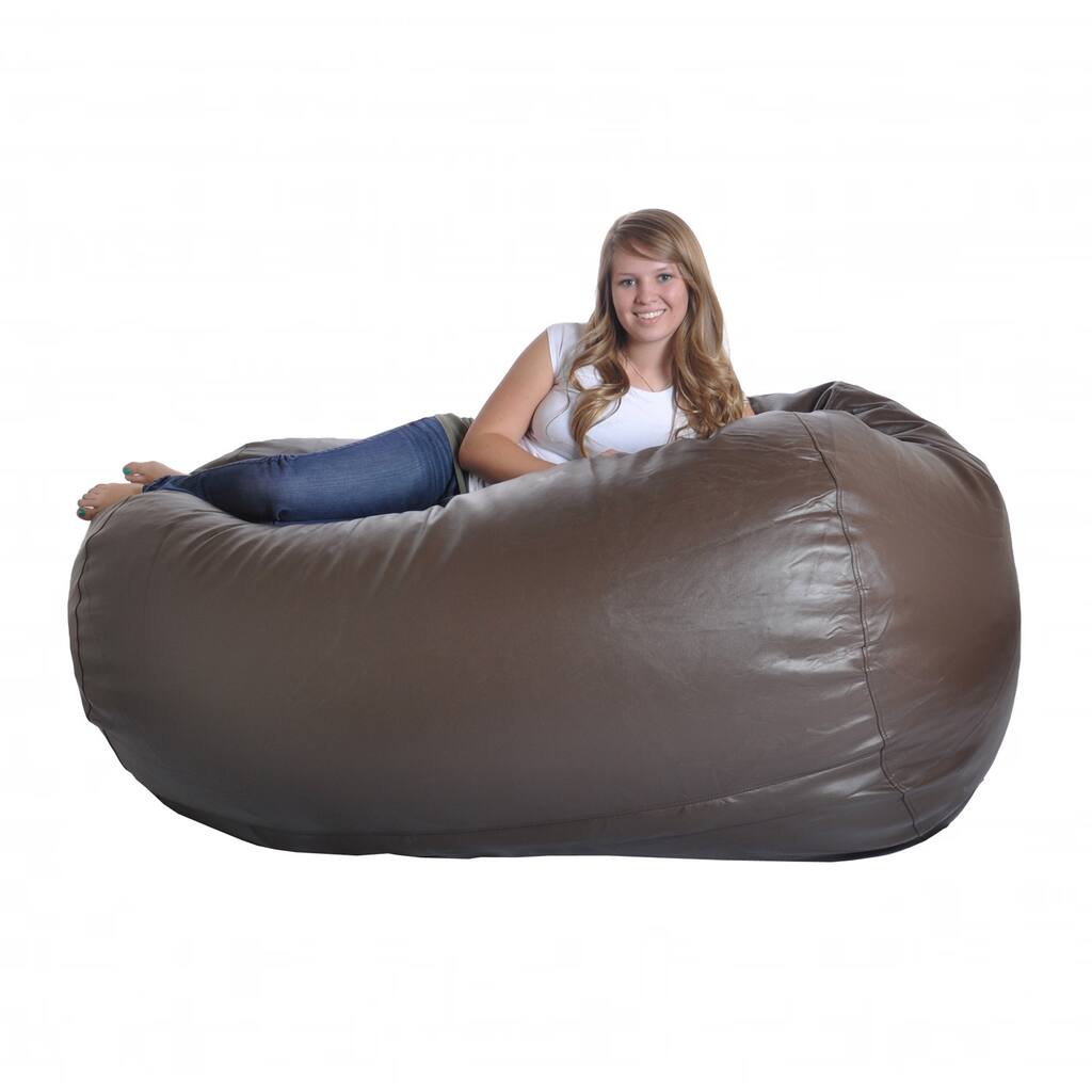 Slacker Sack 6-inch Large Brown Oval Faux Leather & Foam Bean Bag Chair