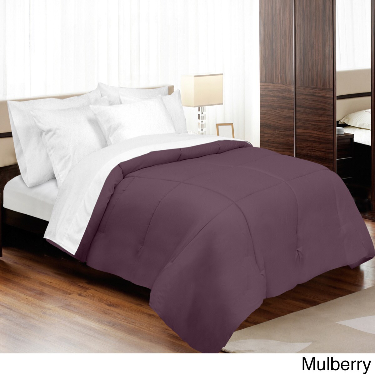 Purple Striped King Size Egyptian Cotton Down Alternative