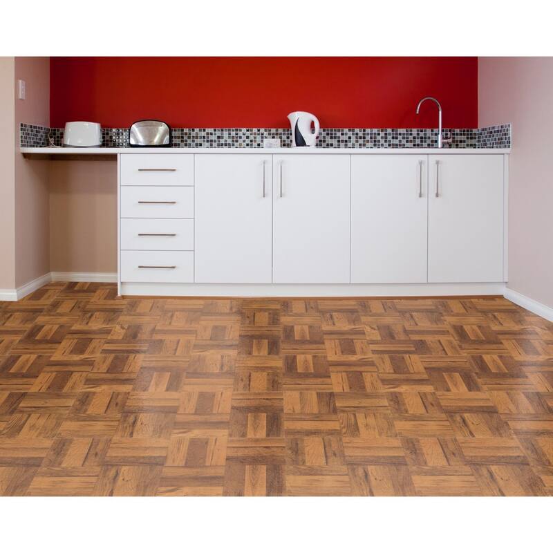 Achim Nexus 3 Finger Med. Oak Parquet 12x12 Self Adhesive Vinyl Floor Tile - 20 Tiles/20 sq. ft.