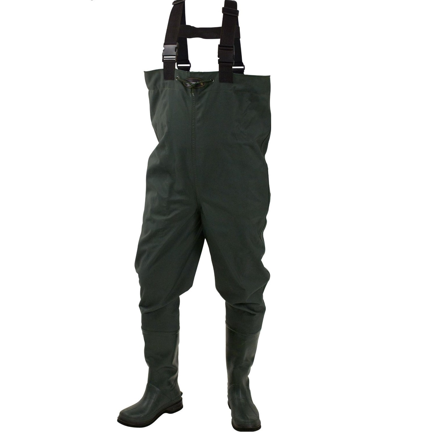 Frogg Toggs Cascades 2p Rubber Bootfoot (GreenMaterials Poly/rubberDimensions 14.5 inches long x 20.25 inches wide x 7.5 inches highModel Cascades 2P Rubber BootfootCleated BootfootAttached suspenders with quick release buckles )