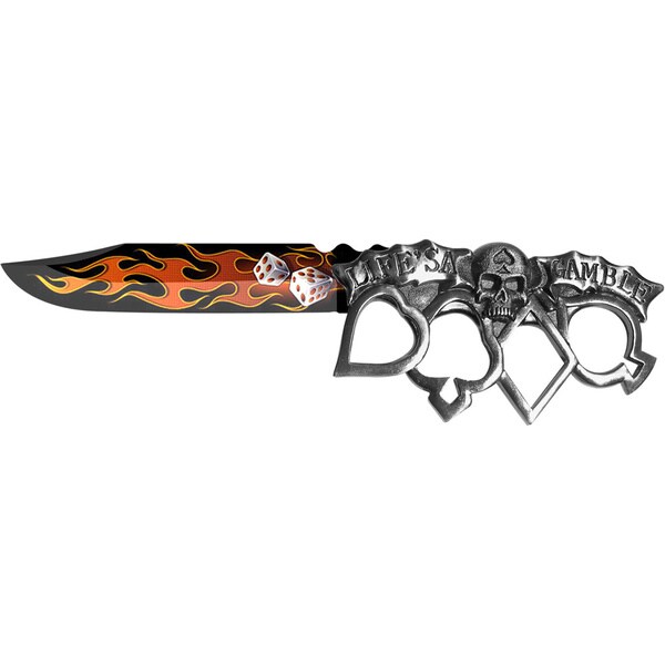 11.25-inch Fantasy Master "Life's A Gamble" Fixed Blade Knuckle Knife