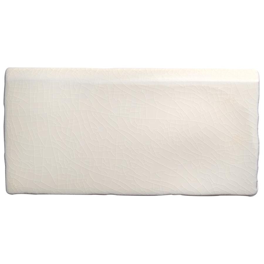 Somertile 3x6 Artic Craquelle White Bullnose Ceramic Wall Trim Tiles (case Of 5)