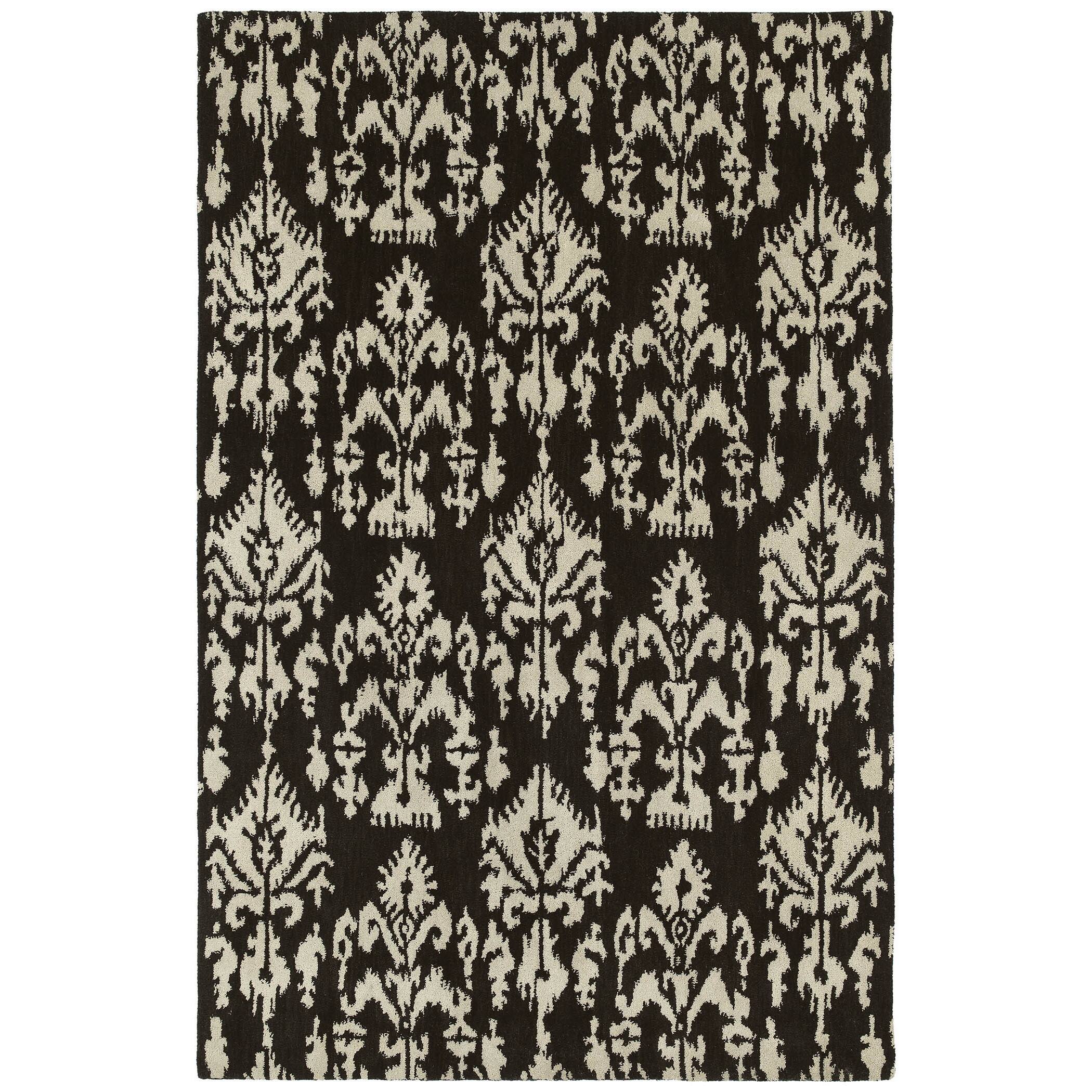 Swanky Black Ikat Wool Rug (76 X 9)