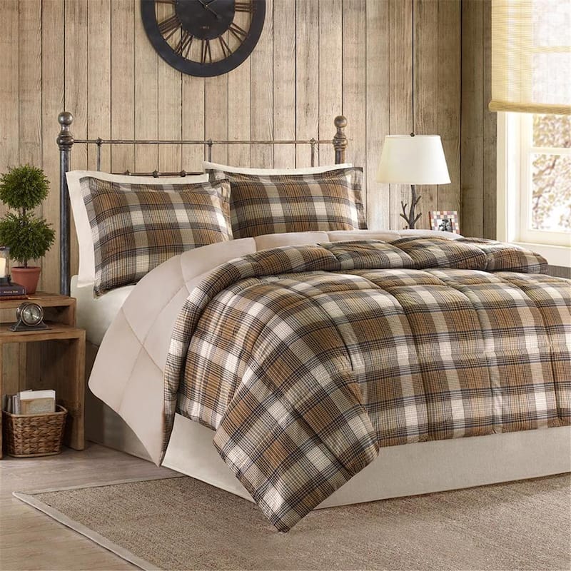 Woolrich Lumberjack Multi Classic Quilting Soft and Cozy Microfiber Solid Reverse Down Alternative Comforter Set - Full - Queen