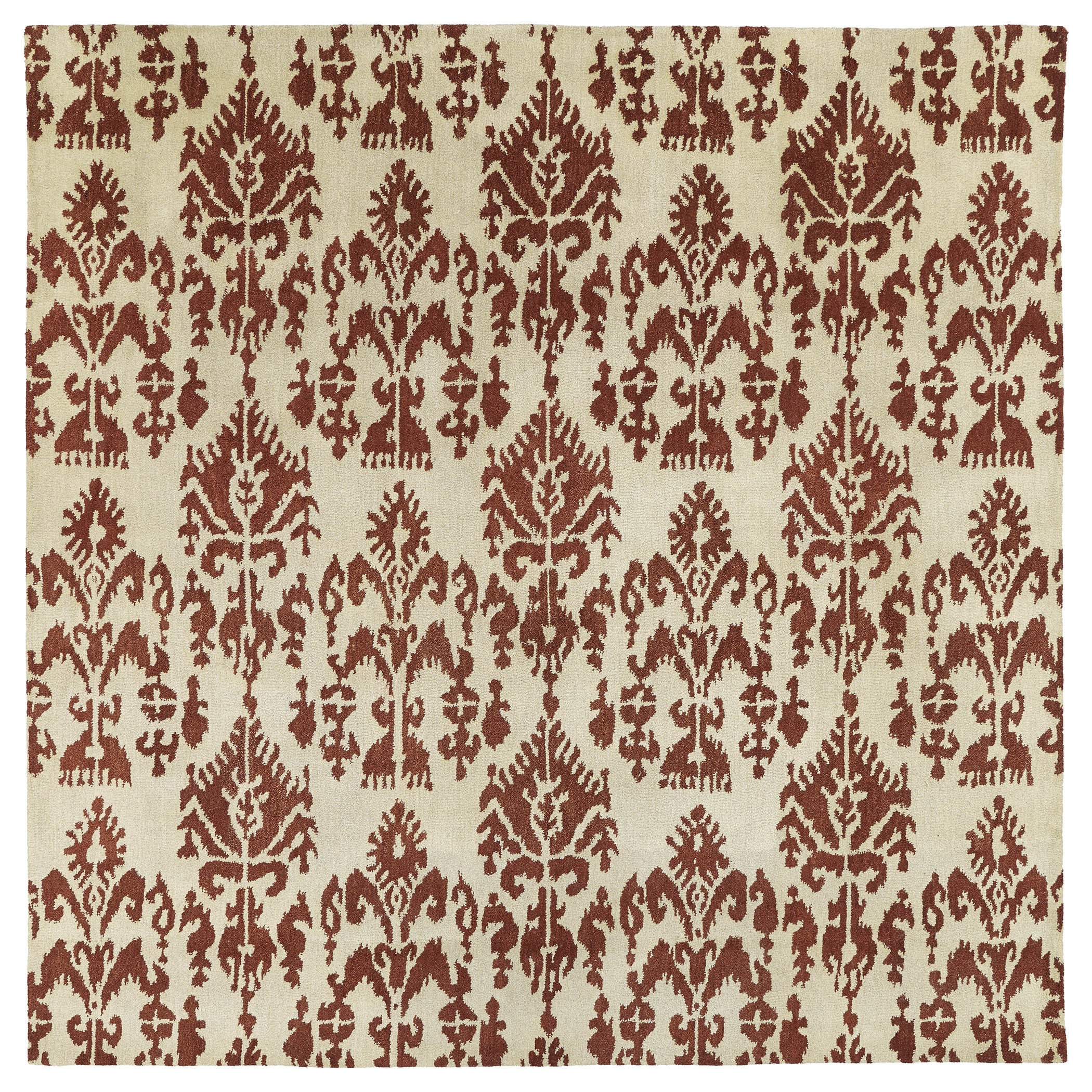 Swanky Terracotta Ikat Wool Rug (79 X 79 Square)