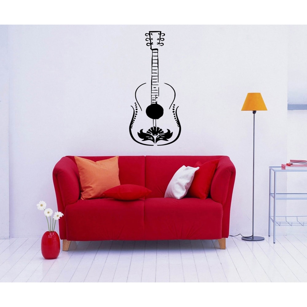 Guitar Interior Vinyl Wall Decal (Glossy blackIncludes One (1) wall decalEasy to applyDimensions 25 inches wide x 35 inches long )