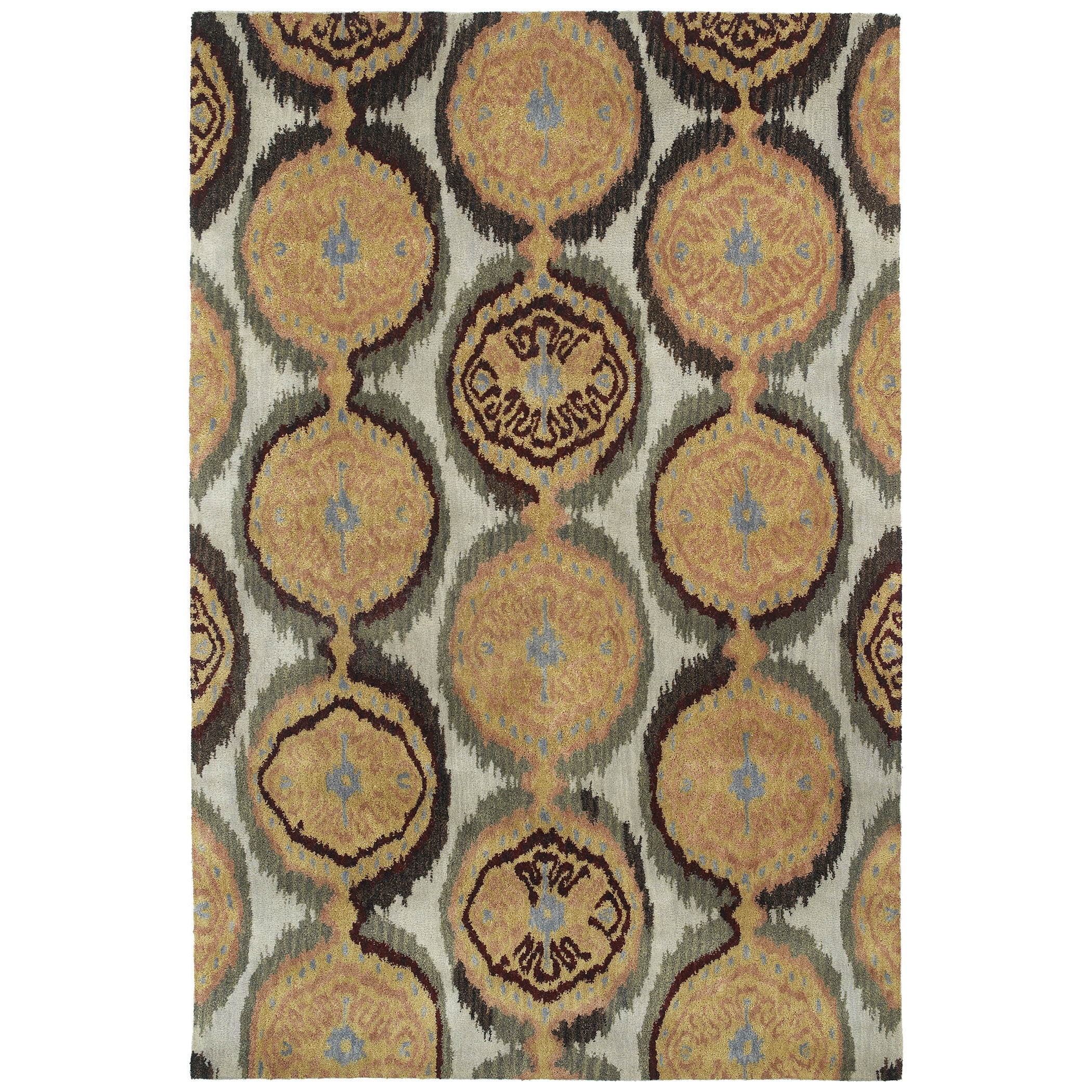 Swanky Beige Ikat Damask Wool Rug (4 X 6)