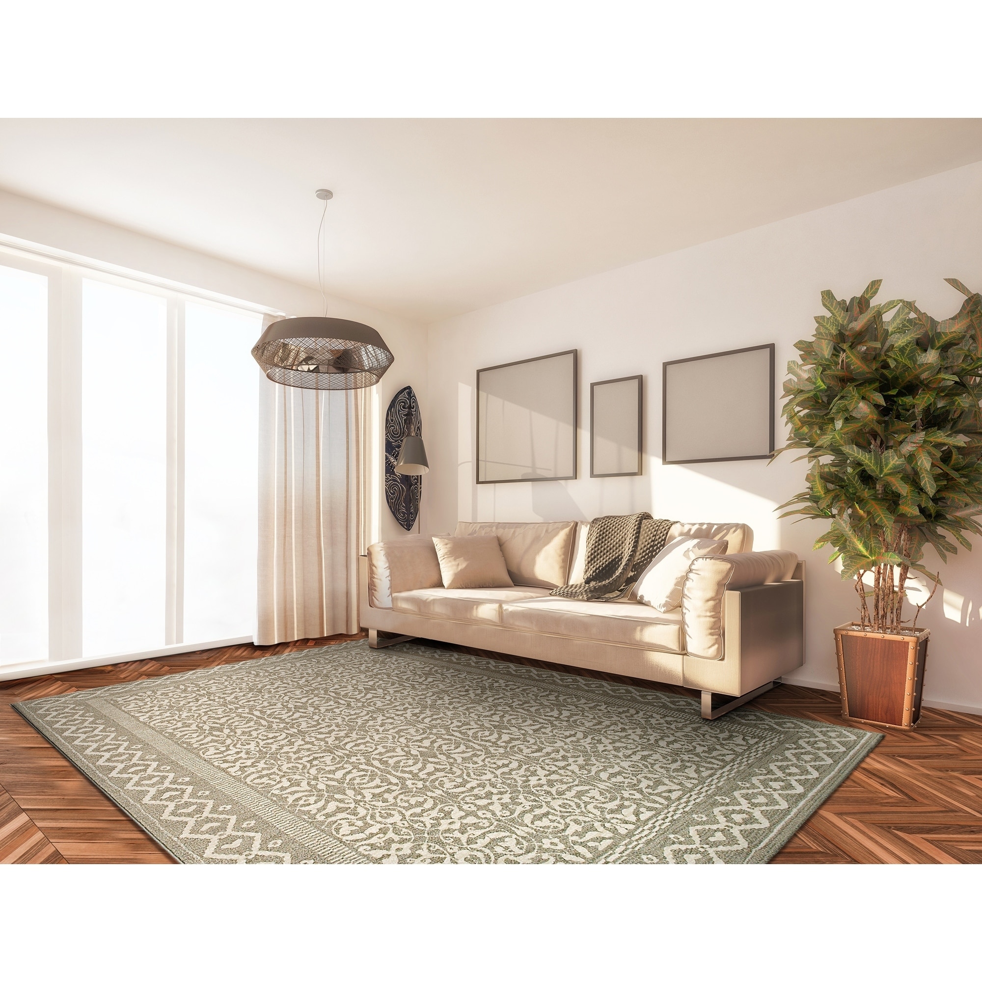 Marina Ibiza/ Oyster Area Rug (311 X 56) (OysterSecondary Colors PearlPattern FloralTip We recommend the use of a non skid pad to keep the rug in place on smooth surfaces.All rug sizes are approximate. Due to the difference of monitor colors, some rug 