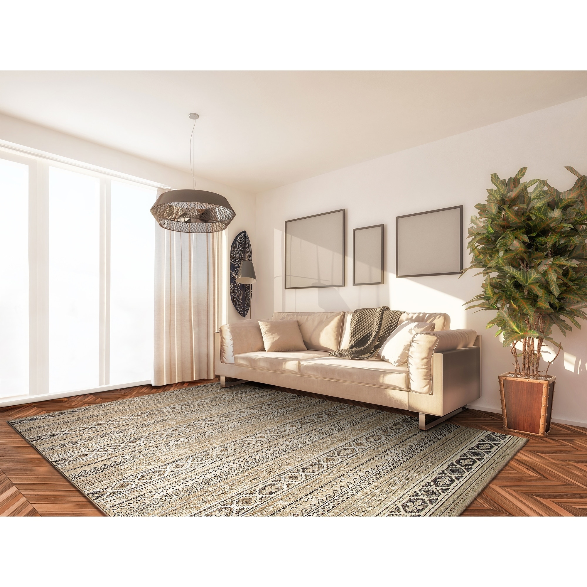 Marina Malta/ Champagne Mediterranean inspired Rug (53 X 76)