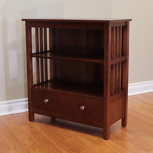 Shop Hollydale Cherry Mission Style Bookcase On Sale Overstock