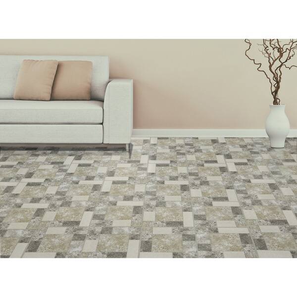 NEXUS 12x12 Self Adhesive Vinyl Floor Tile 20 Tiles//20 Sq.Ft. Marble Blocks