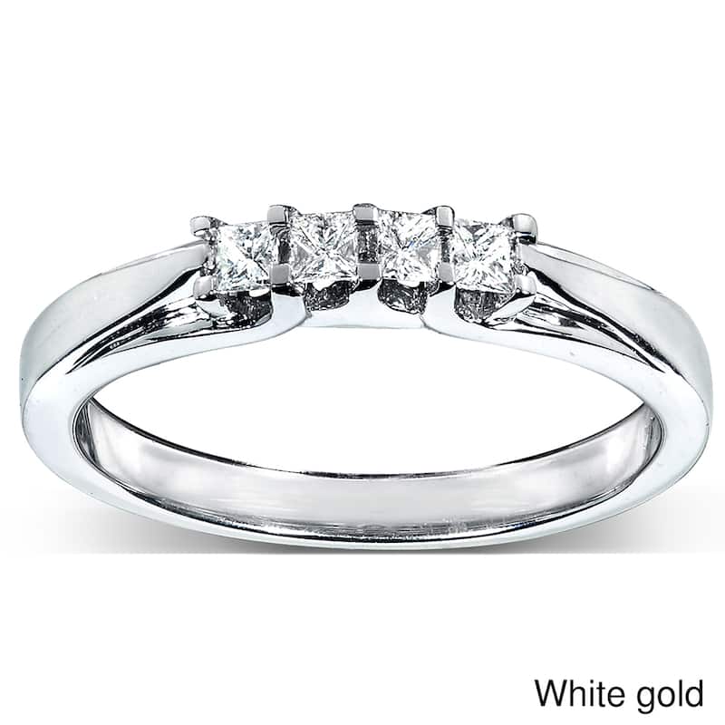 Annello by Kobelli 14k White or Yellow Gold 1/6ct TDW Princess-cut Diamond Ring - 4 - White