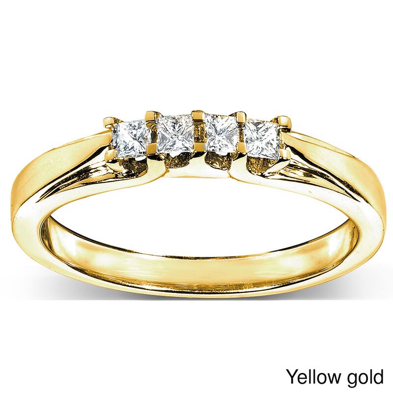 Annello by Kobelli 14k White or Yellow Gold 1/6ct TDW Princess-cut Diamond Ring - 4 - Yellow