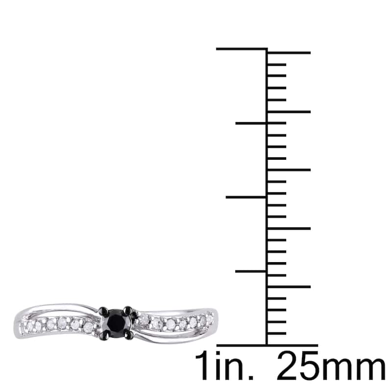 Miadora Sterling Silver 1/4ct TDW Black and White Diamond Promise Ring