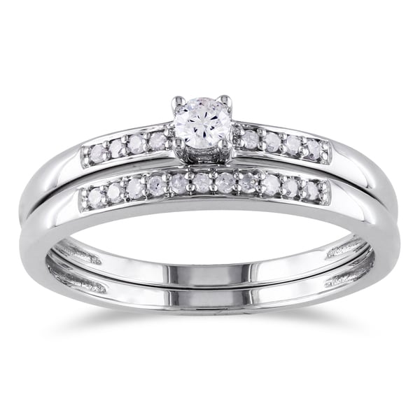 Miadora Sterling Silver 1/5ct TDW Diamond Bridal Ring Set
