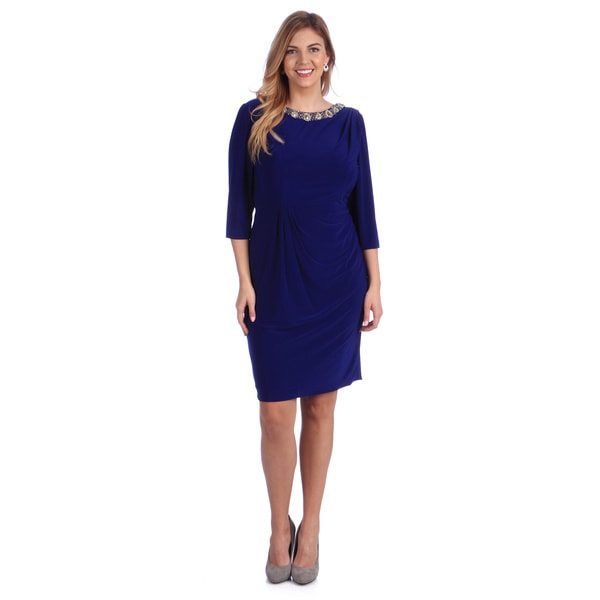 Alex Evenings Women's Plus Blue Knee length Evening Dress Alex Evenings Dresses