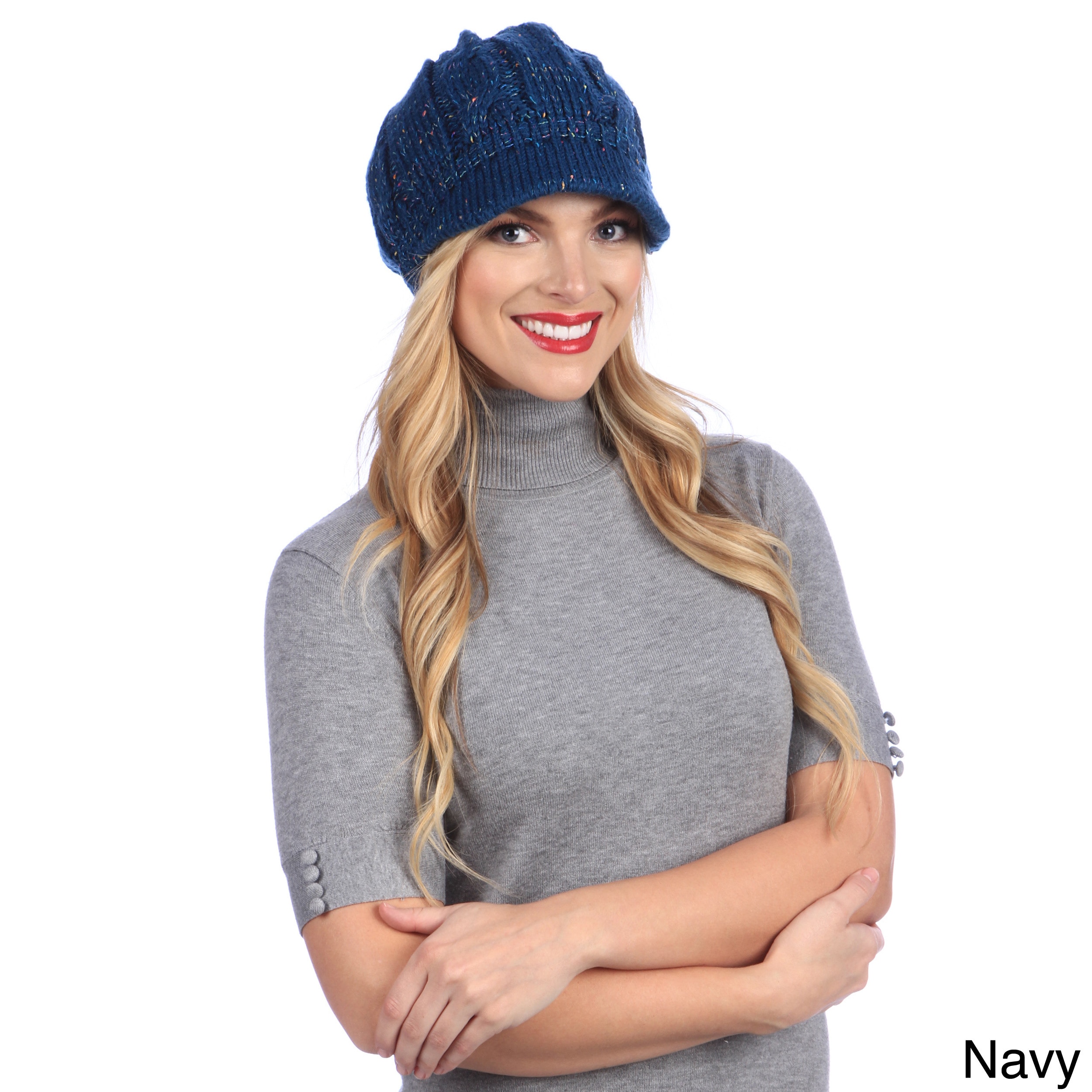 Womens Retro Knit Winter Hat (100 percent acrylicCare Machine Washable)