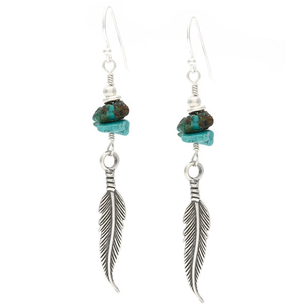 Shop Lola's Jewelry Sterling Silver 'Long Beach Feathers' Turquoise ...