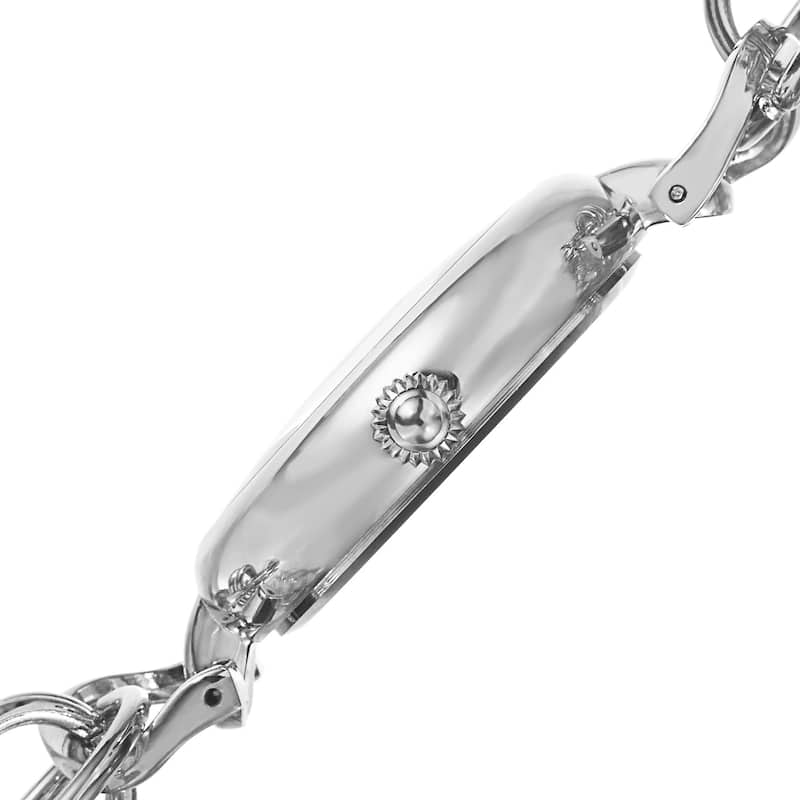 Akribos XXIV Women's Diamond Flower Dial Twist Chain Silver-Tone Bracelet Watch