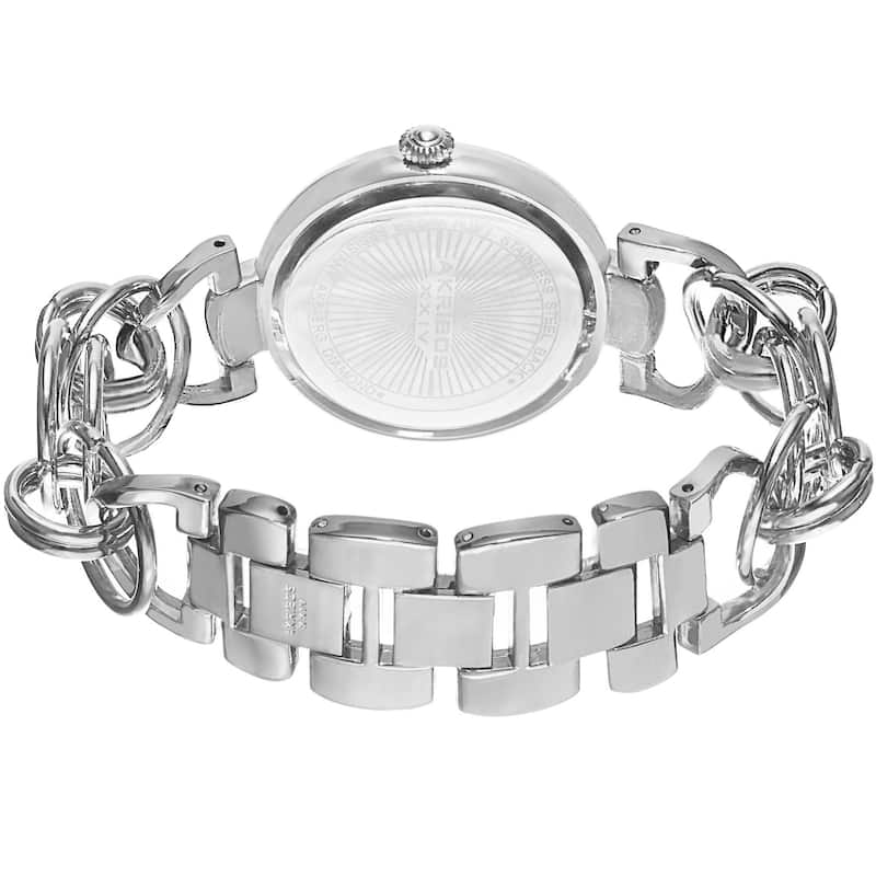 Akribos XXIV Women's Diamond Flower Dial Twist Chain Silver-Tone Bracelet Watch