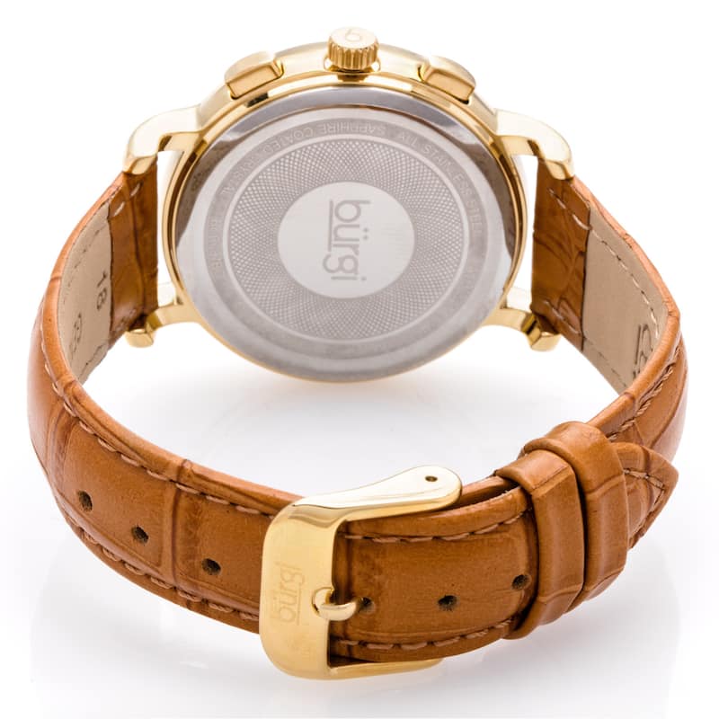 Burgi Ladies Swiss Quartz Multifunction Leather Strap Watch