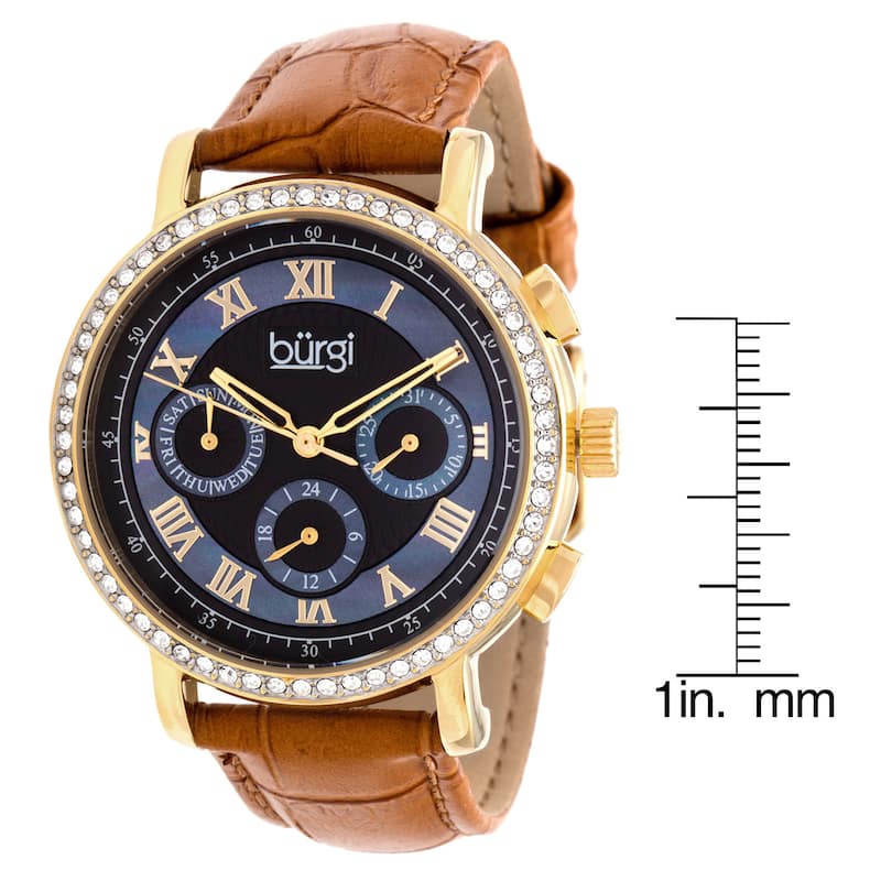 Burgi Ladies Swiss Quartz Multifunction Leather Strap Watch