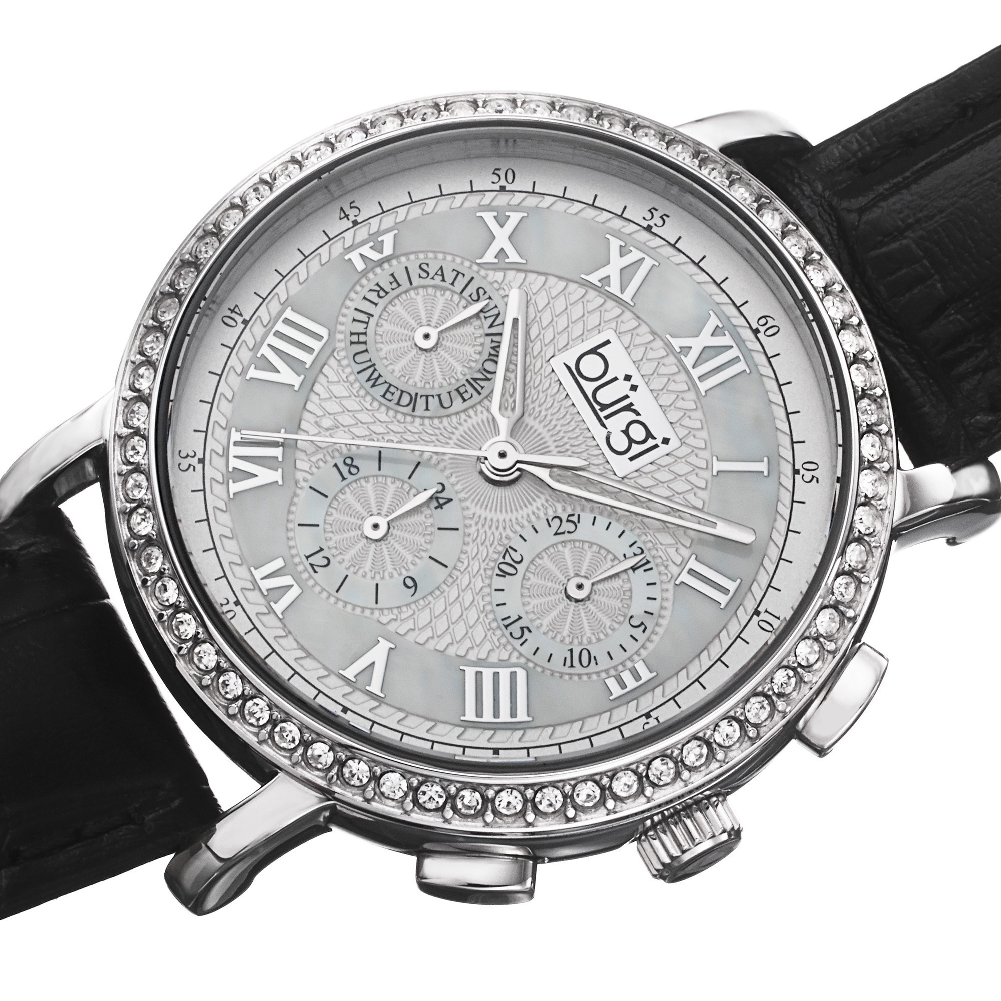 Swiss Quartz Crystal Accented Stainless Steel Women\'s Watch Burgi-Womens-Swiss-Quartz-  main image 2