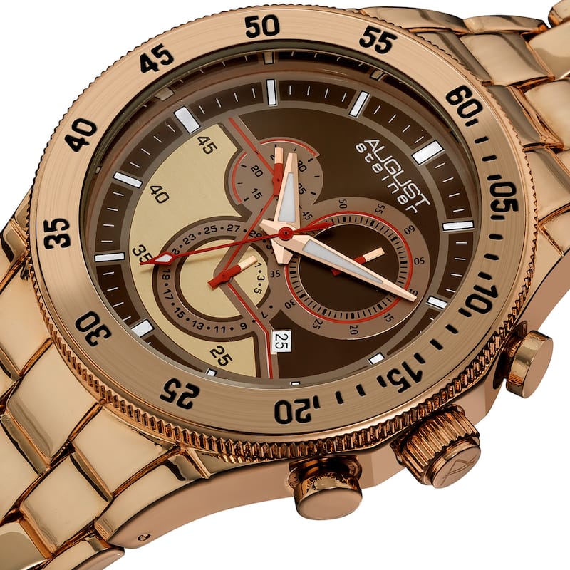 August Steiner Men's Goldtone Swiss Quartz Chronograph Rose-Tone Bracelet Watch