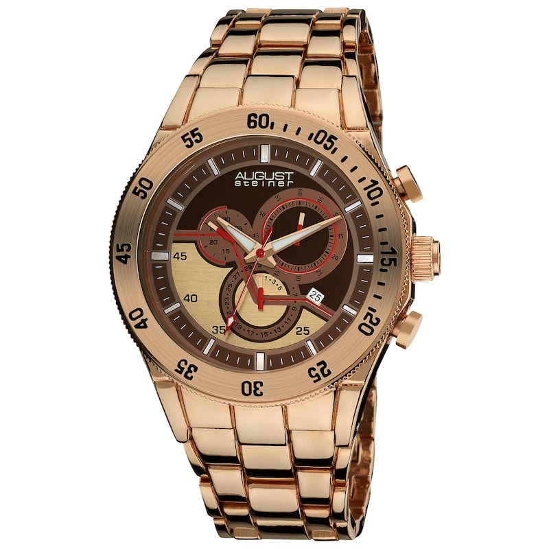 August Steiner Men's Goldtone Swiss Quartz Chronograph Rose-Tone Bracelet Watch