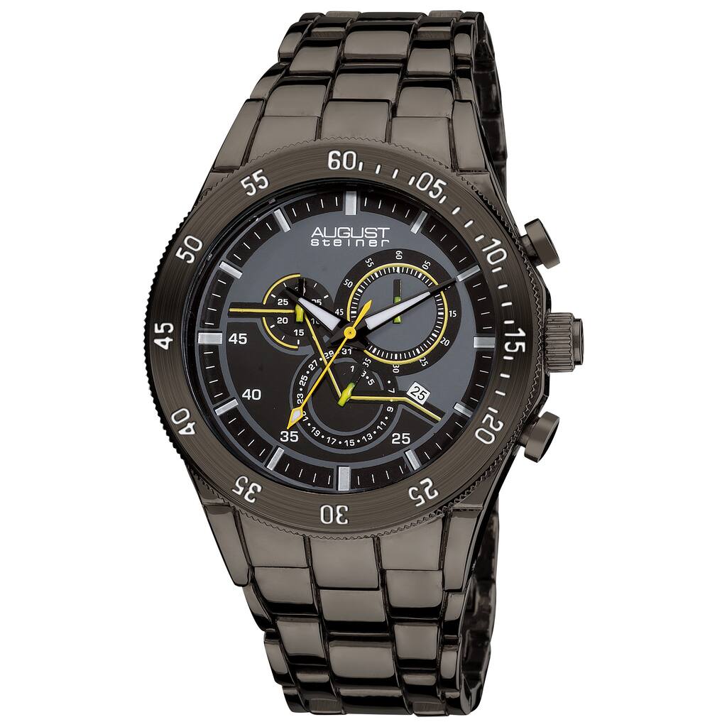 August Steiner Men's Black Swiss Quartz Chronograph Bracelet Watch