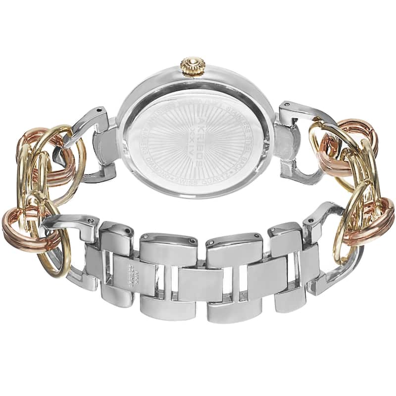 Akribos XXIV Women's Diamond Flower Dial Twist Chain Bracelet Watch